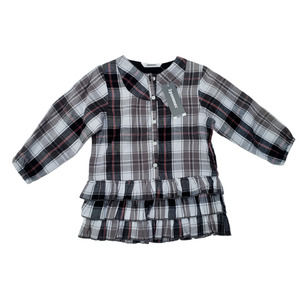 3Pommes Girls Plaid Gray Button-Down Dress Size 2A
